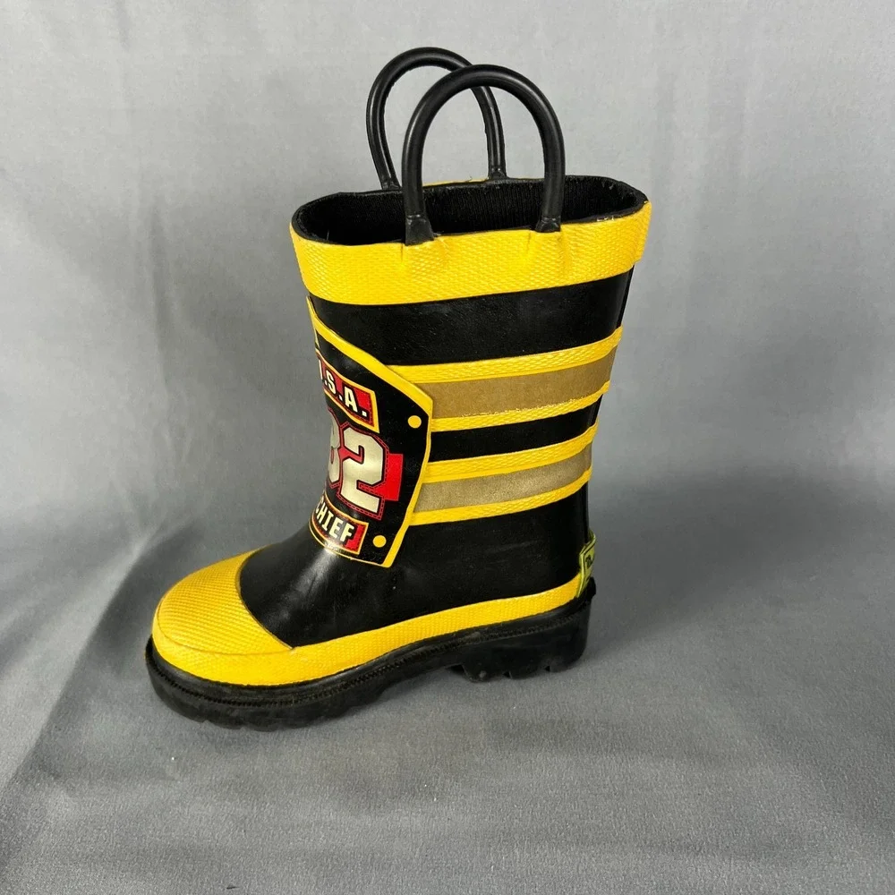 Western Chief F.D.U.S.A. 282 Firechief Kids 5 Black Pull On Waterproof Rain Boot